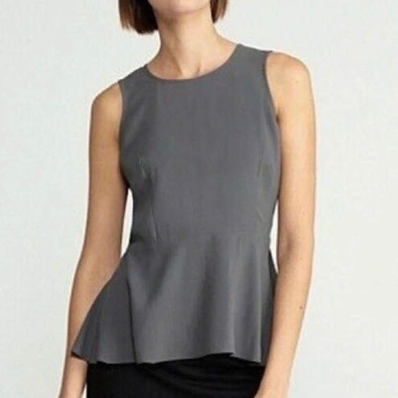 Eileen Fisher Silk Peplum Blouse Tank Top around Neck Dark Gray Women’s Medium - Picture 1 of 6